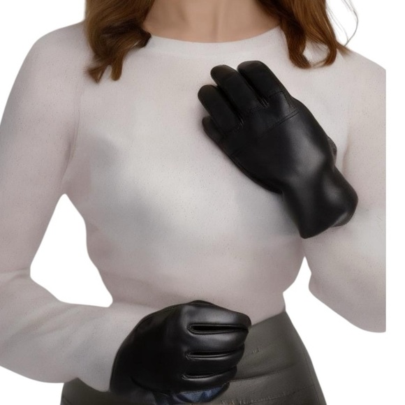 Nordstrom Dark Chocolate Brown Silk Lined Leather Gloves 6 1/2 Length - Picture 1 of 8